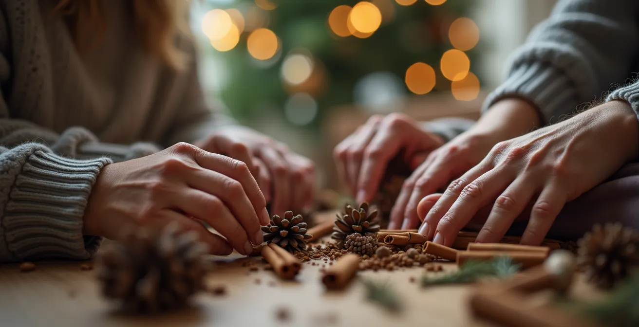 Famille multigénérationnelle jouant ensemble entre les plats du repas de Noël