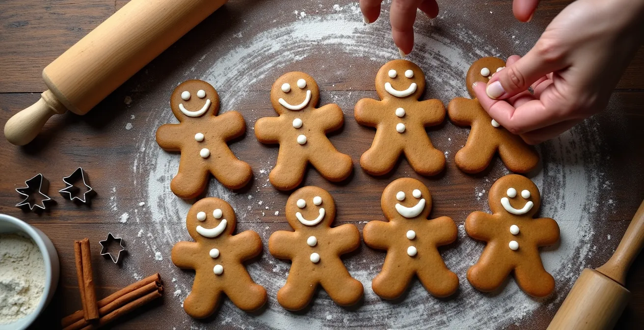 Guide visuel des expressions faciales sur bonshommes en pain d'épice avec différentes émotions