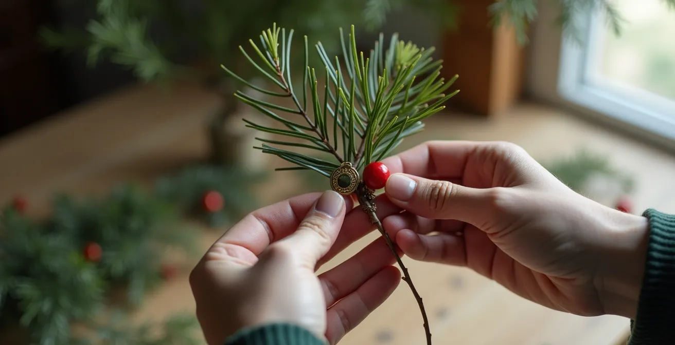 Composition minimaliste inspirée de l'Ikebana avec branches asymétriques
