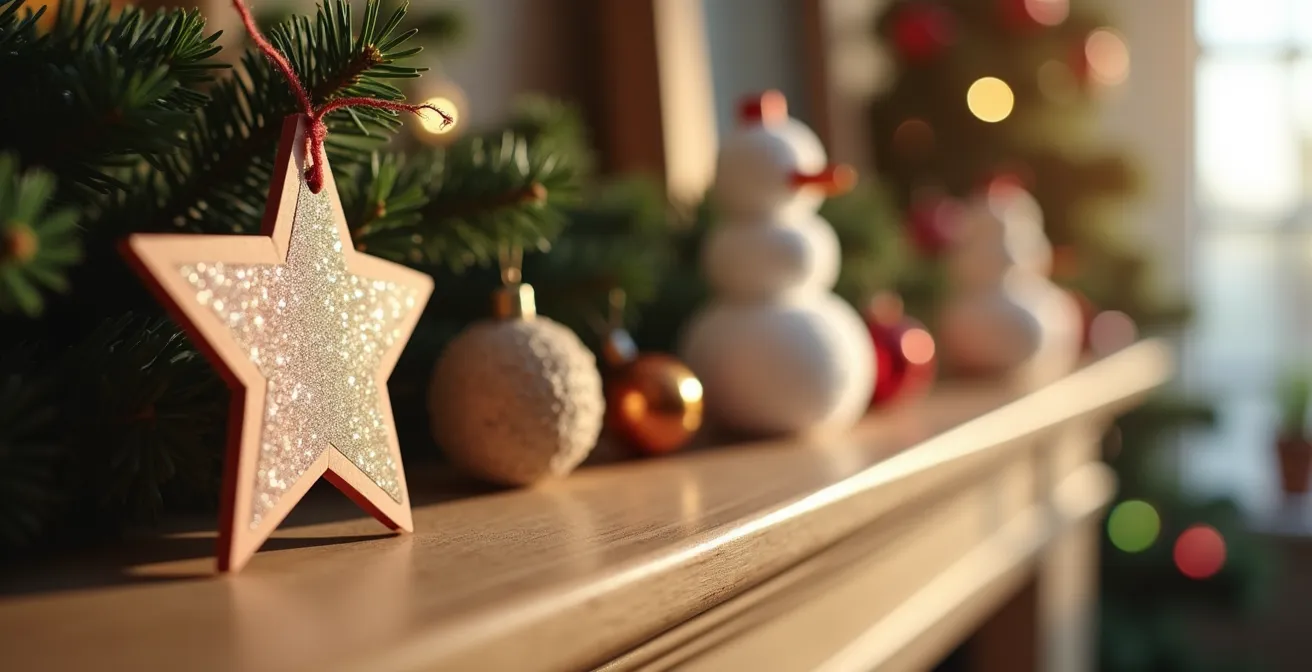 Moment de présentation des créations de Noël avec toute la famille réunie autour de la table